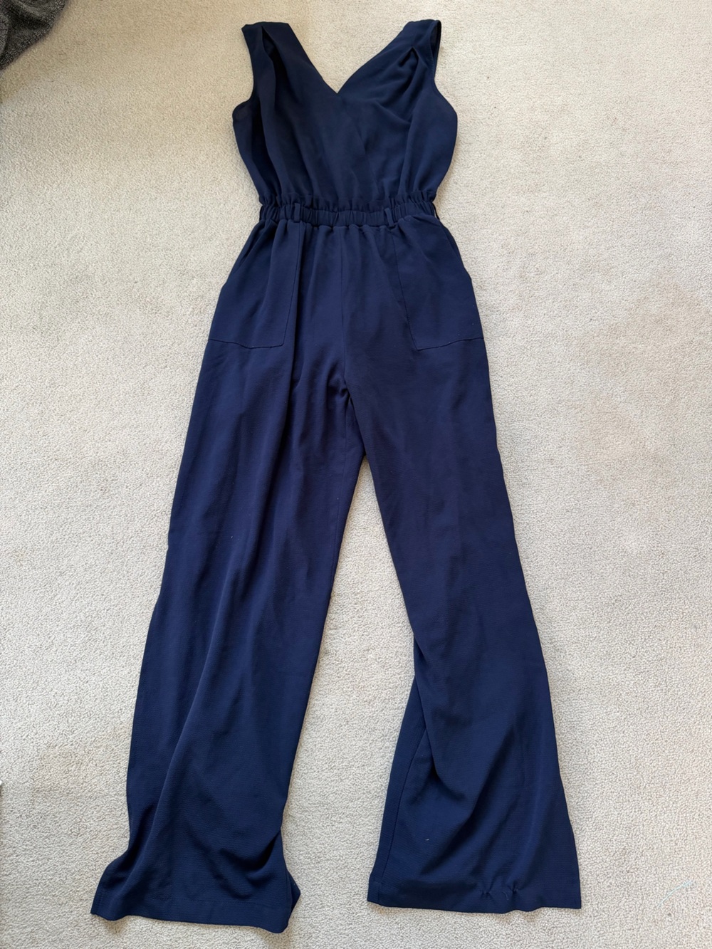 Navy V-Neck Wide-Leg Jumpsuit